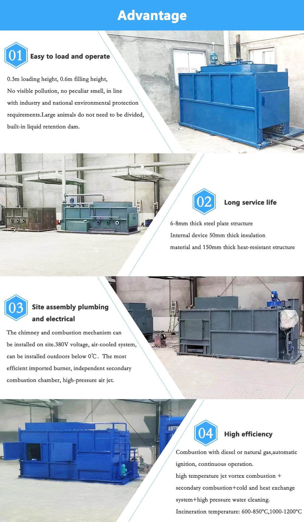 Horizontal Dead Animal Carcass Incinerator for Livestock/Poultry/Pet Hospital Medical Waste Treatment