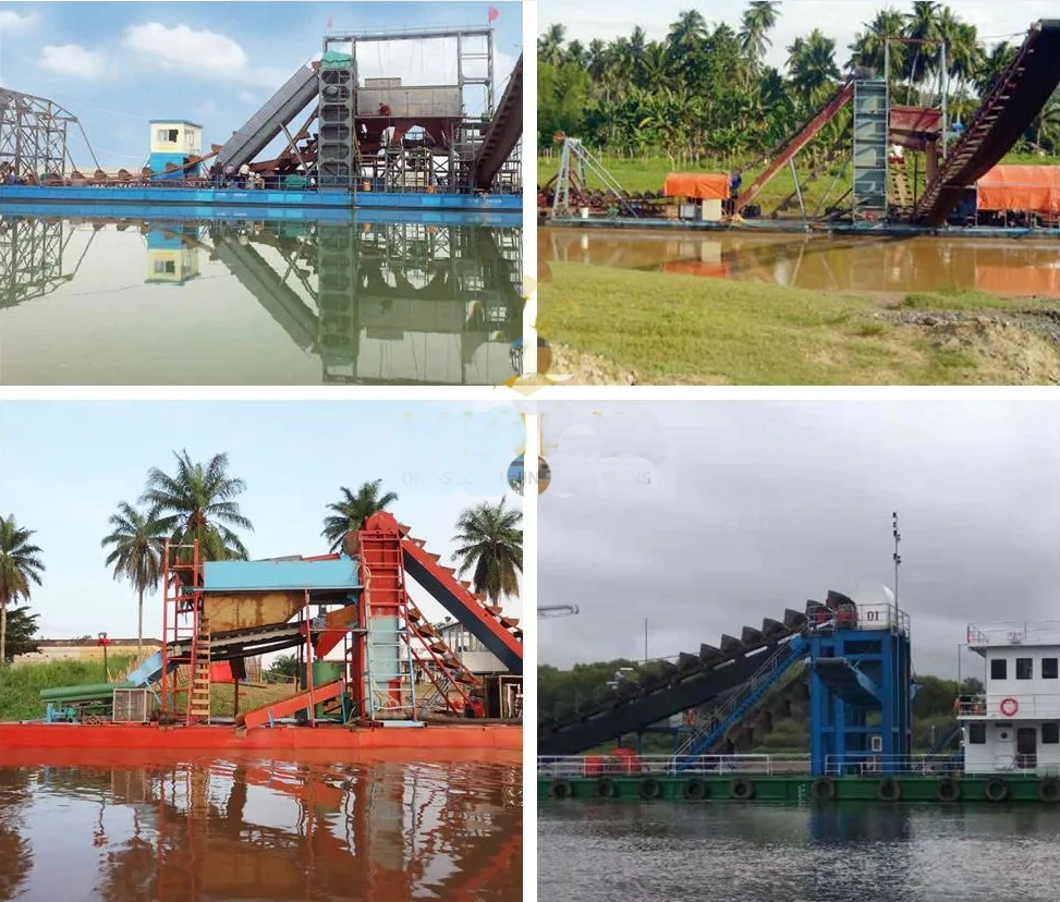 Bucket Chain 80t Alluvial Gold Dredger with ISO Certification