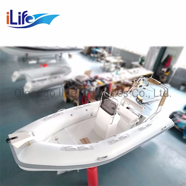 Ilife Hot Sale Rib Fishing Rigid Inflatable Aluminum Rubber Yacht Canoe Rowing Motor FRP Speed Rescue Sport Boat Sea Boat 4.3m Cheap Price