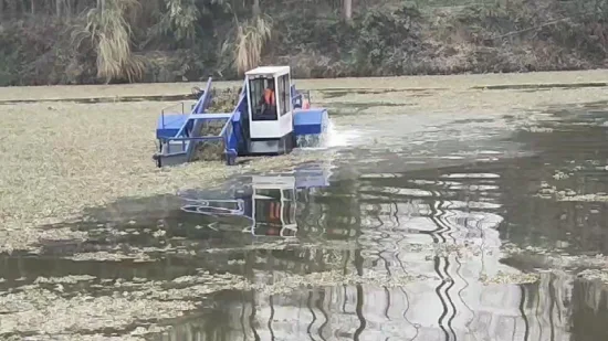 Aquatic Weed Harvester Water Hyacinth Reed Cutting Harvesting Boat in Pond Mowing Machinery