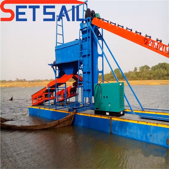 Extract Rvier Gold and Diamond Mining Dredger with Bucket Chain